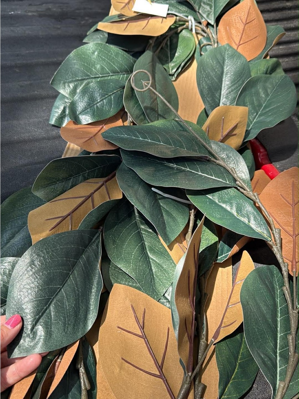 Threshold Green and Tan Magnolia Leaf Garland - Lush Faux Foliage - Picture 3 of 3